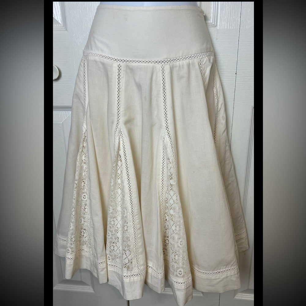 Anthropologie Cream A-Line Skirt